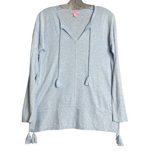 Lilly Pulitzer Colene Sweater Heathered Boho‎ Blue Womens S Tassel Lightweight